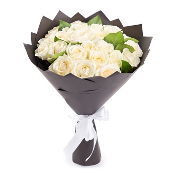 25 белых роз 50 см