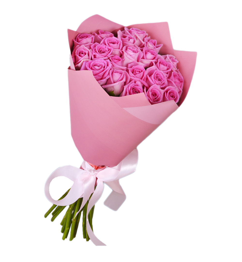 21 розовая роза 40 см
