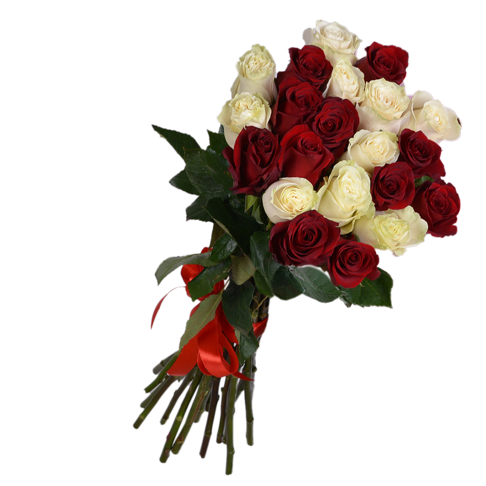 Букет из 21 разноцветной розы Эквадор 70 см