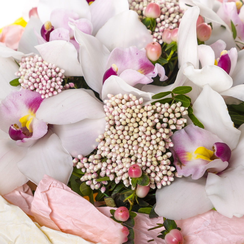 Букет из орхидей и озотамнуса