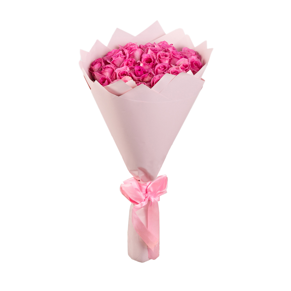 Букет из 25 розовых роз 50 см