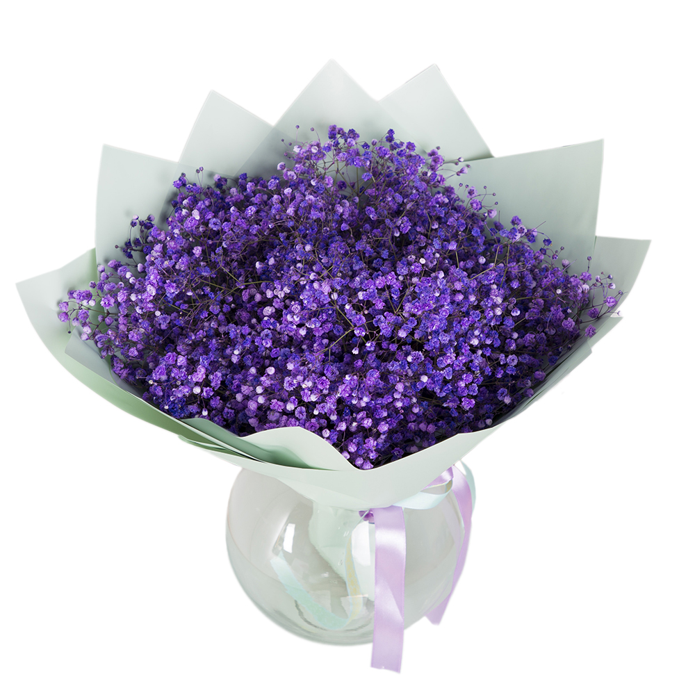 Букет из 15 сиреневых гипсофил