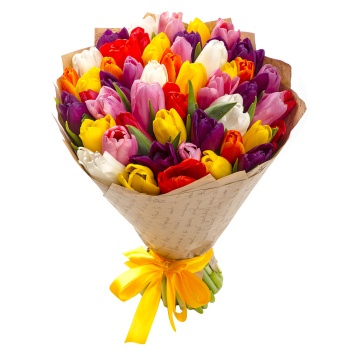 51 разноцветный тюльпан в крафте
