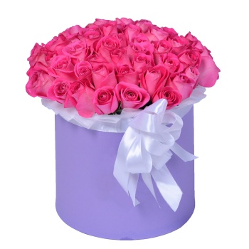 Букет из 51 розовой розы в шляпной коробке
