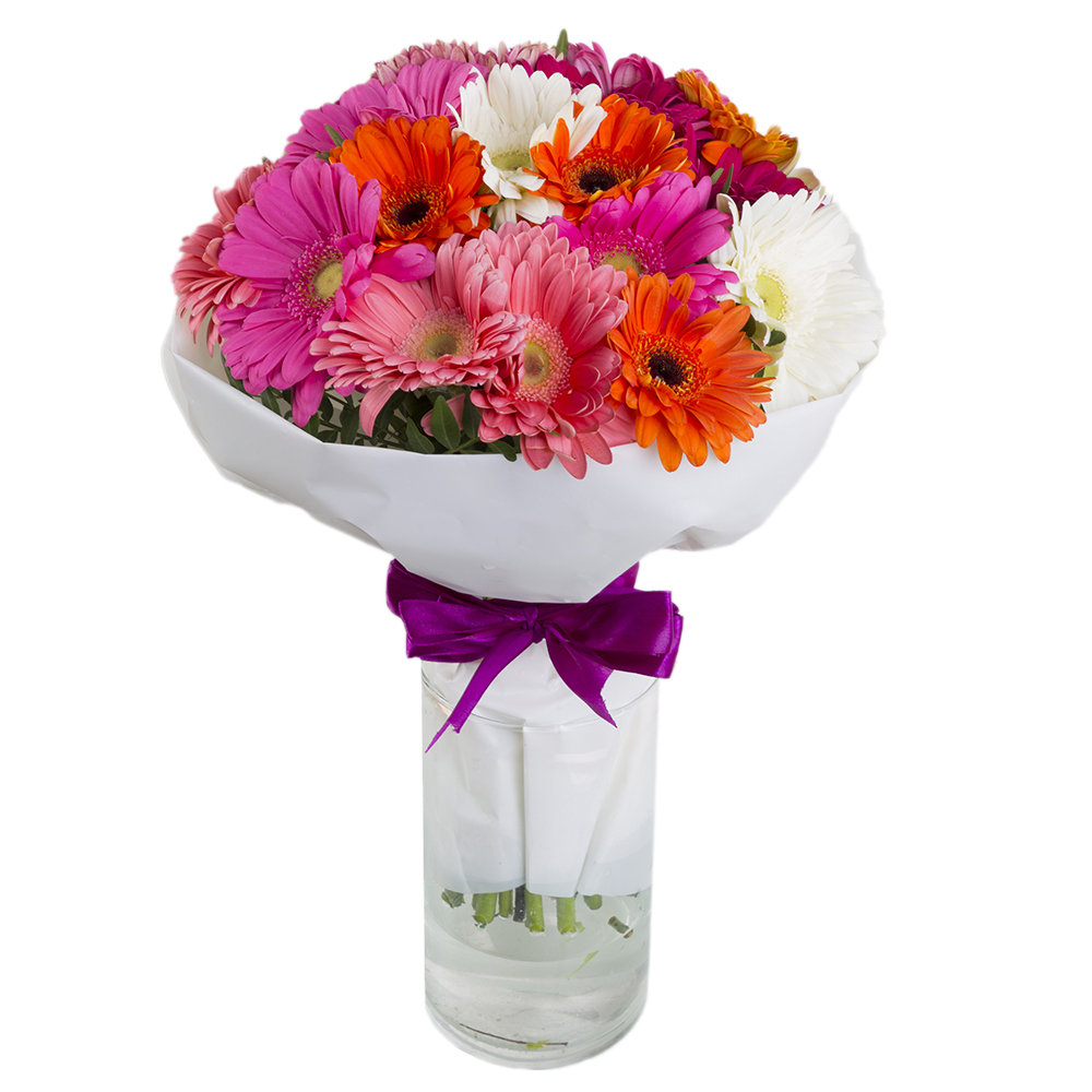 Букет из 21 герберы с фисташкой