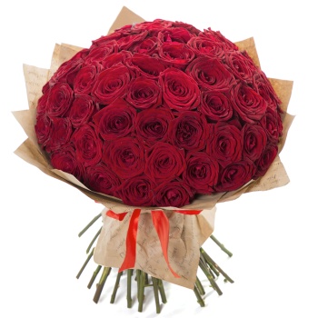 Букет из 51 красной розы 40 см в крафте