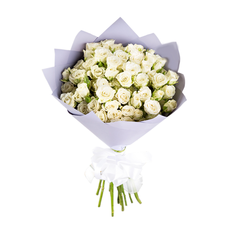 Букет из 19 белых кустовых роз