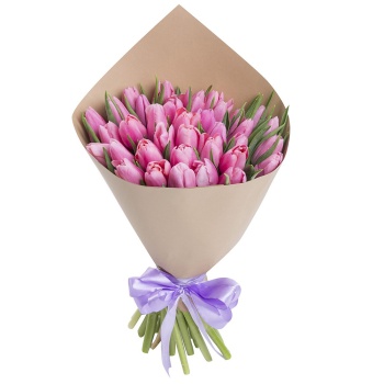 35 розовых тюльпанов
