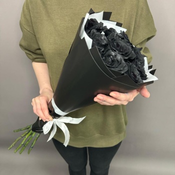 Букет из 9 чёрных роз