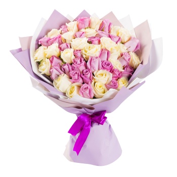 Букет из 51 микс розы в персональном стиле