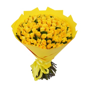 101 желтая роза в крафте