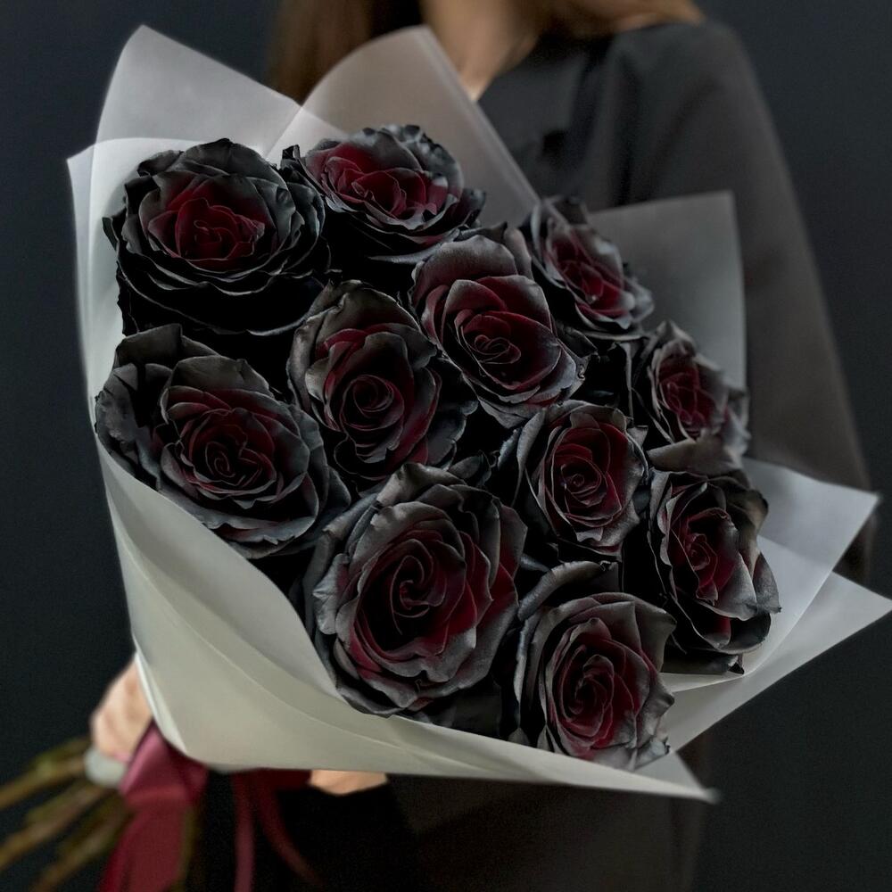 Букет из 11 чёрных роз Премиум
