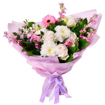 Букет с маттиолой и герберой