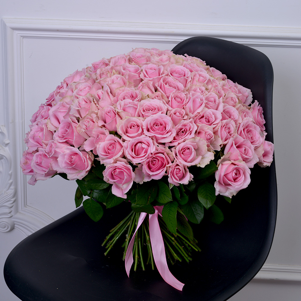 Букет из 101 розовой розы Premium 40 см