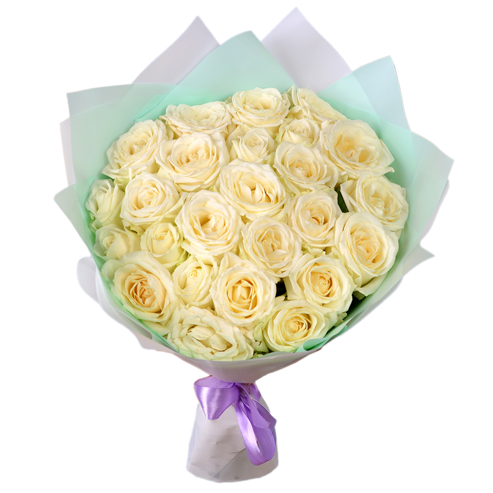 Букет из 25 белых роз 40 см