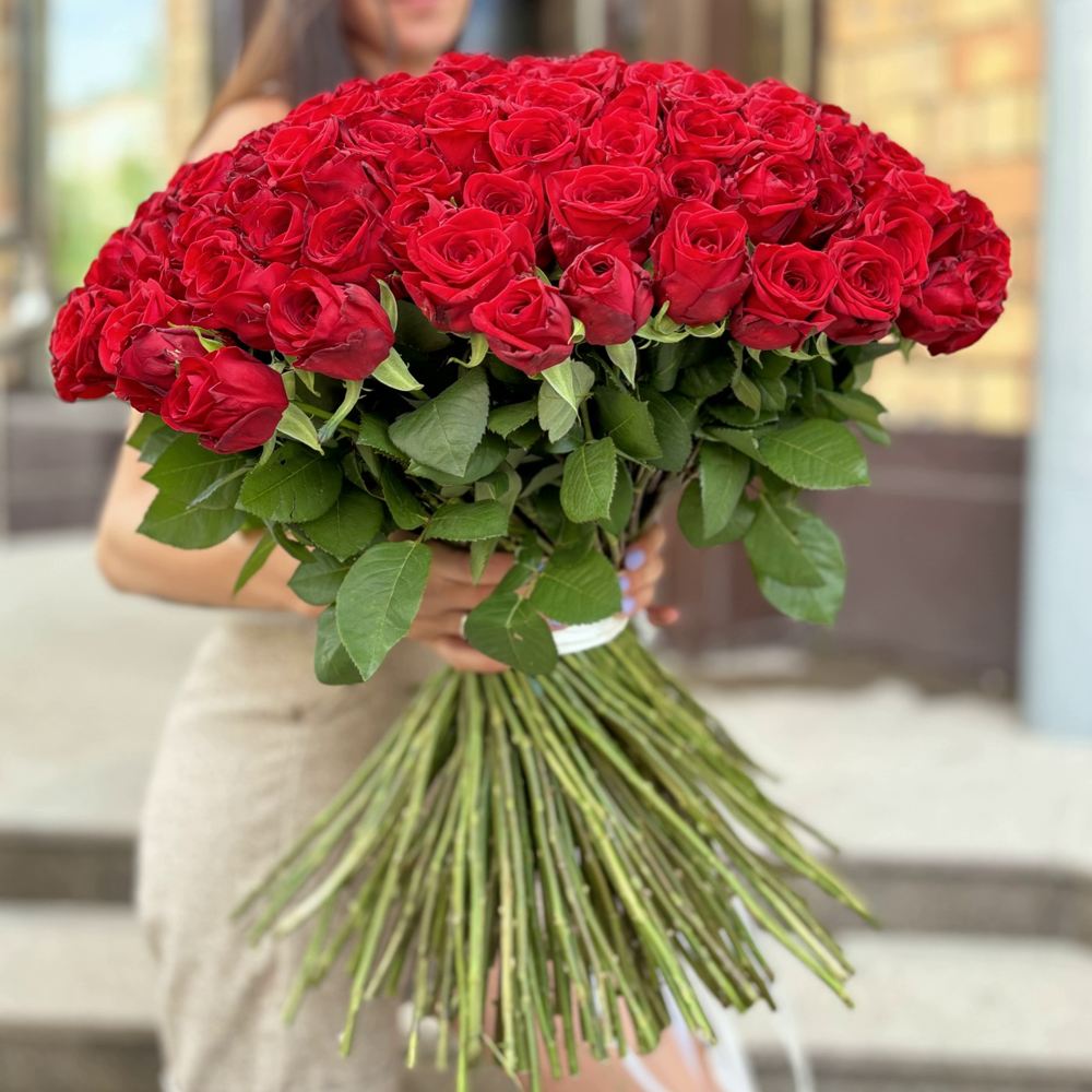 201 красная роза Premium 60 см.