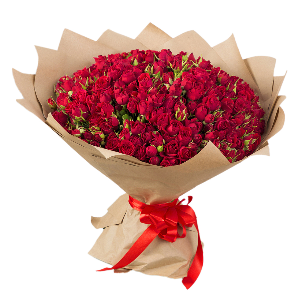 Букет 101 красная кустовая роза