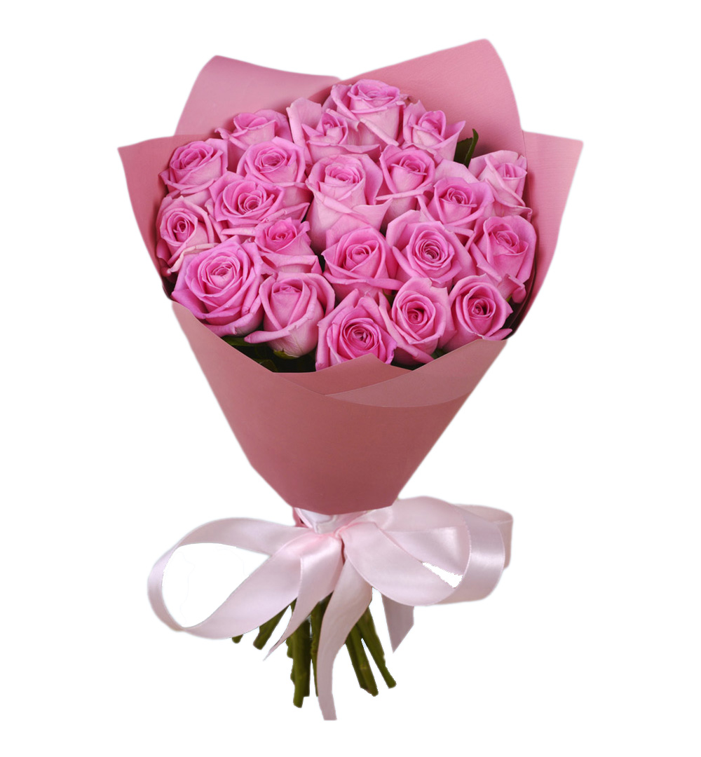 21 розовая роза 40 см