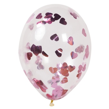 Шар с конфетти "Сердечки" розовые